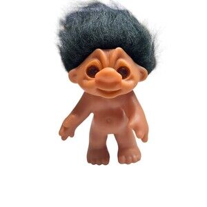 Vintage Thomas Dam 1977 Troll‎ With Black  Hair  Made In Denmark 9"